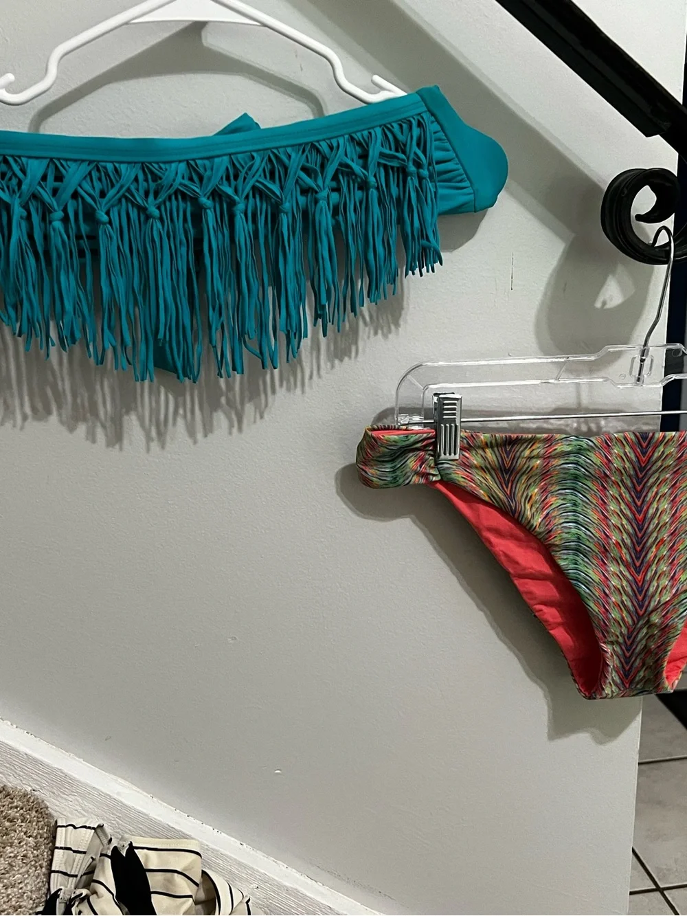 l*space Teal Fringe Bikini Top And Reversible Bottom